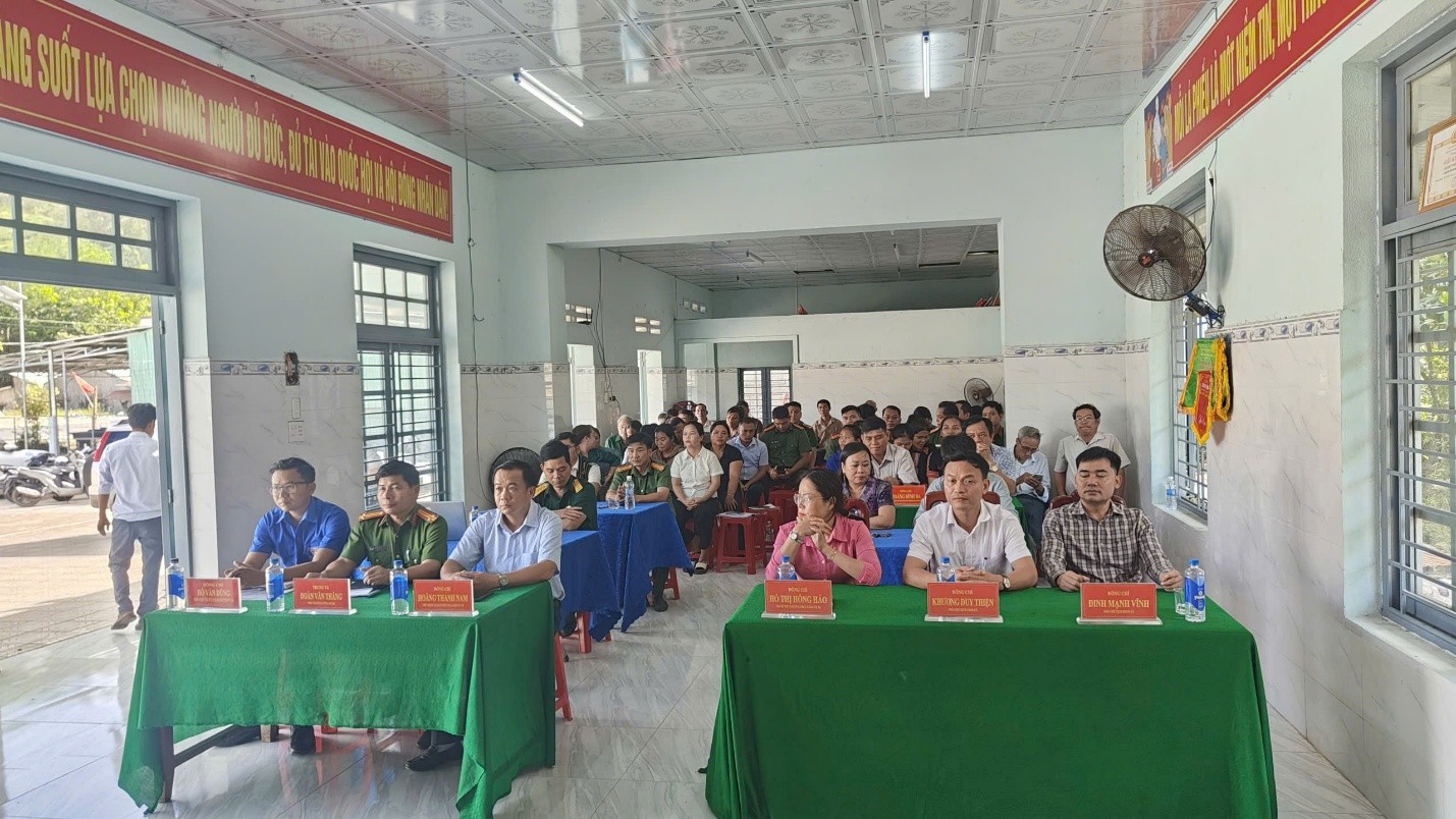 Quang cảnh hội nghị ra mắt mô hình KDC không có ma túy trên địa bàn xã Phước Hiệp